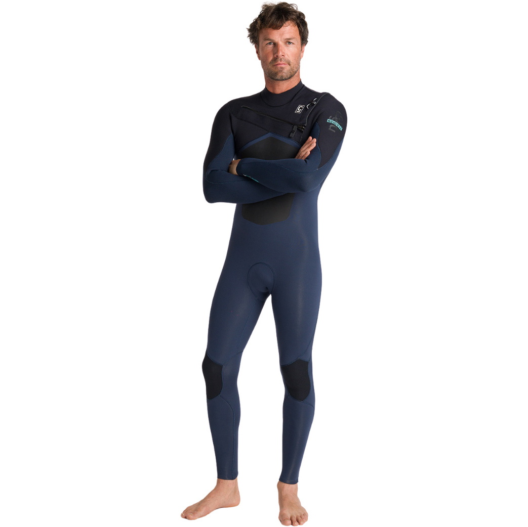2026 C-Skins Mens NuWave ReWired 3/2mm Chest Zip Wetsuit C-NRW32MCZ - Bluestone x / Black